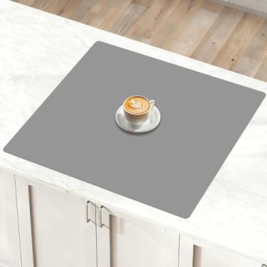 Imagem de Tapete de silicone de 60 cm x 60 cm para balcão de cozinha, protetor de bancada antiderrapante resistente ao calor, tapete de cozinha durável à prova d'água para bancadas, ilhas (cinza claro)