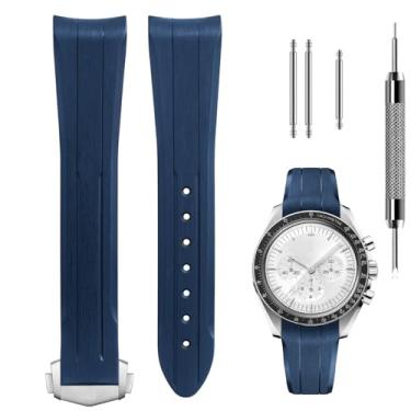 Imagem de Pulseira de silicone líquido premium de 20 mm, compatível com Omega Speedmaster Professional Moonwatch 42 mm, Seamaster & Swatch x Omega MoonSwatch, pulseira de borracha macia com textura linear fina