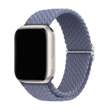 Imagem de Pulseira trançada elástica de nylon esportiva compatível com Apple Watch 49 mm, 46 mm, 45 mm, 44 mm, 42 mm, 41 mm, 40 mm e 38 mm para séries 11/10/9/8/7/6/5/4/3/SE/Ultra, 2 homens e mulheres (cinza