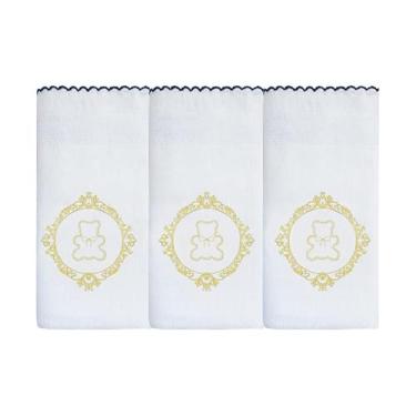 Imagem de Jogo Fralda de Ombro Borbada 100% Alg 03 Peças - Urso Arabesco Dourado