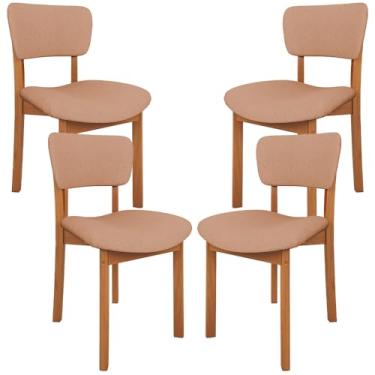 Imagem de Kit 04 Cadeiras Para Sala de Jantar Cozinha Living Estofada Dara L02 Linho Rosê - Lyam Decor