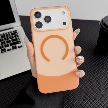 Imagem de SFDSUH Capa magnética para iPhone 16 com carregamento sem fio e proteção contra impactos (para iPhone 16/Laranja)