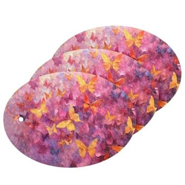 Imagem de CEBUGI Esponjas de limpeza que não arranham, pacote com 3 esponjas de cozinha para lavar pratos, suprimentos de limpeza para cozinha, banheiro doméstico (borboleta colorida em fundo roxo)