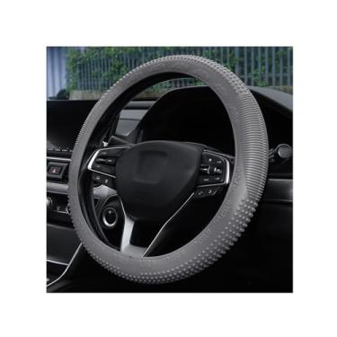 Imagem de Alieemo Capa de volante de carro, protetor de volante de silicone inodoro de 35 a 38 cm, capa de volante de massagem antiderrapante, acessórios internos automotivos universais (cinza)
