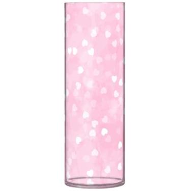 Imagem de Corações vaso cilíndrico aquarela buquê de flores personalizado grande vaso de plástico bonito decoração de quarto estética, 30 cm x 9,9 cm