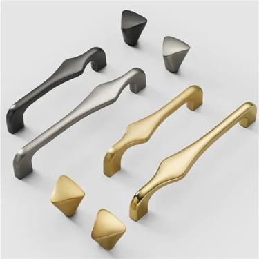 Imagem de HTNAFONI Puxadores de porta de armário dourados brilhantes e claros criativos, maçanetas de gaveta de liga de zinco, maçanetas de porta de armário de sapato, 1 peça (escovado 96 mm)