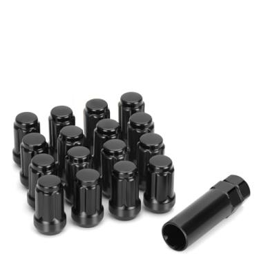 Imagem de Edinstry Conjunto de porcas 17 peças ATV 12 x 1,5, porcas de roda de assento cônicas estriadas pretas (16+1) com chave de soquete, para Polaris Ranger RZR XP Geral, Pioneer 500 700 1000, uso de roda