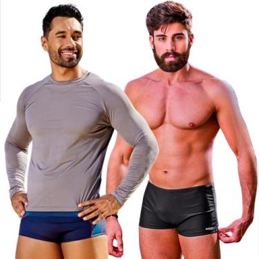 Imagem de Kit Sunga Tradicional Boxer Camisa Proteção Malha Fria Natação Segunda