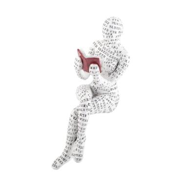 Imagem de Estatueta de mulher lendo polpa mulher lendo livrosshel ine inovadora leitura senhora estátua polpa estante ornamentos estatuetas (D)