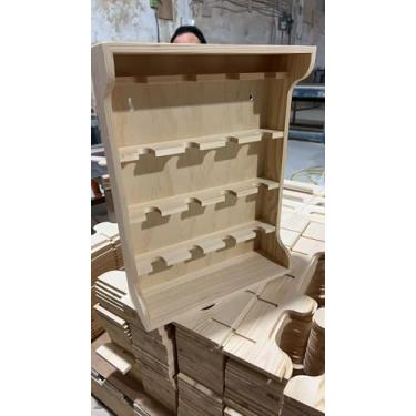 Imagem de Byers Choice Porta-temperos de madeira com vários níveis, organizador de parede de madeira natural