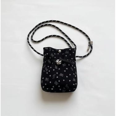 Imagem de Bolsa tiracolo feminina de veludo cotelê plissada com laço decoração pequena bolsa de telefone casual fashion tote, Preto, Medium