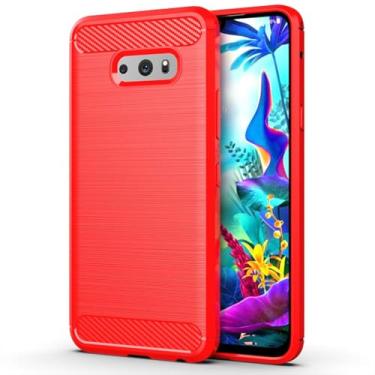 Imagem de Capa para LG V50S Capa,Material de fibra de carbono,Macio antiderrapante,anti-óleo,Proteção total de capa de telefone compatível com LG V50S-Red