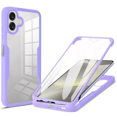 Imagem de MRRSIWEI Capa para Samsung Galaxy A07 4G, [Protetor de tela embutido] [À prova de choque de grau militar] Capa protetora robusta transparente de 360° para Samsung Galaxy A07 4G. Roxo completo