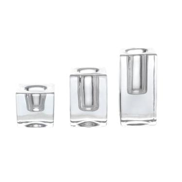 Imagem de Castiçais de vidro cônicos com laço, castiçais dourados para decoração de casa, festa, jantar, dia dos namorados e Natal (2 peças)