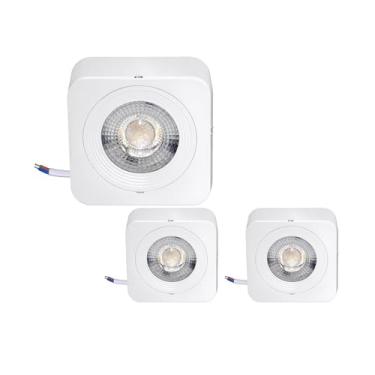 Imagem de Spot Led Sobrepor 5w Quadrado Luz Amarela 3000k Branca Quente - Ideal Para Muros Corredores Fachada Salas Quartos Escritorios (3, Branco)