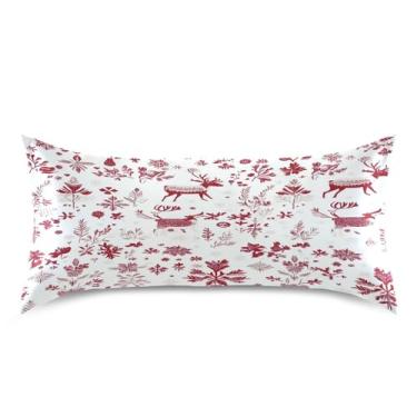 Imagem de Blueangle Fronha de cetim de veado de Natal para cabelo e pele, fronha de seda, tamanho king (50,8 x 101,6 cm) - Capas de almofada de cetim refrescantes com fecho de envelope (108)