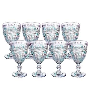 Imagem de Jogo 8 Taça De Vidro Furtacor Ametista Rainbow Luxo 340ml Em Casa Tem