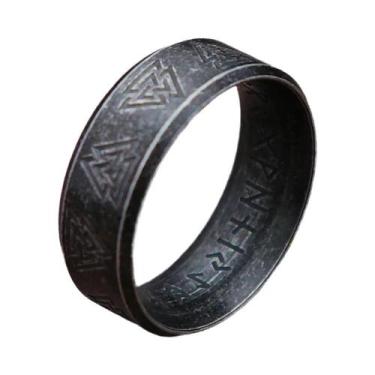 Imagem de Anel Unissex Retrô Viking Odin Com Letras Em Aço Inoxidável 316L  Joia