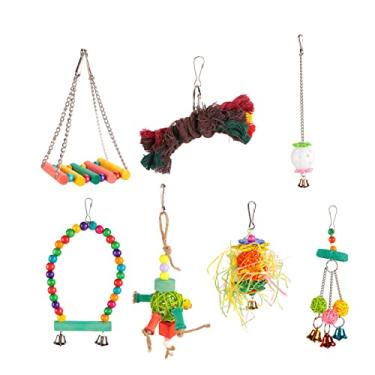 Imagem de Conjunto de brinquedos para papagaios Ainoli, brinquedos coloridos para escalada, mascar pássaros, balanço para periquitos, calopsitas, pombinhos