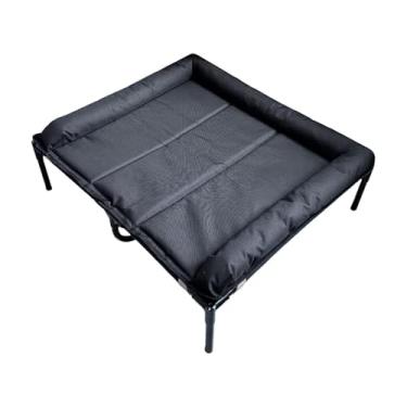 Imagem de Dualoai Cama elevada portátil e para cães, com encosto de cabeça inclinado, estrutura robusta em tela respirável, ideal para cães de pequeno e, Preto