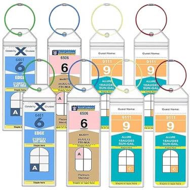 Imagem de 8 peças de porta-etiquetas transparentes para bagagem de cruzeiro, acessórios de viagem transparentes para etiquetas e alças de bagagem