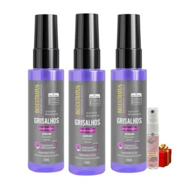 Imagem de Kit 3 Serum Finalizador Cabelos grisalhos 55ml Bio Extratus + Presente