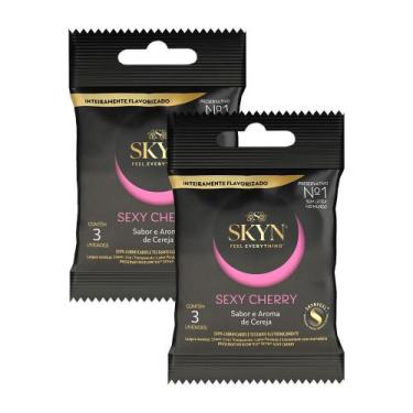 Imagem de Kit 2 Pacotes Preservativo SKYN Sexy Cherry C/ 3 Unidades Cada