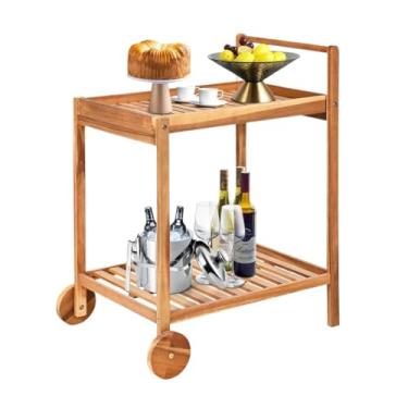 Imagem de Carrinho utilitário Carrinho de cozinha com rodízio 2 camadas, carrinho jantar ao ar livre rodas