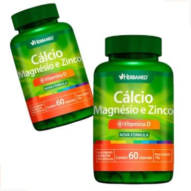 Imagem de Kit 02 Calcio, Magnesio, Zinco e Vitamina D3 600mg 60cps - Herbamed