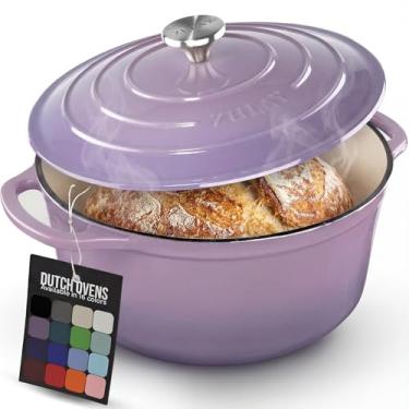Imagem de Zulay Kitchen Forno holandês de ferro fundido esmaltado de 6 litros com tampa, tripé de silicone e almofada térmica – Durabilidade premium e seguro para forno de até 260 °C – Panelas resistentes