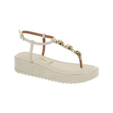 Imagem de Sandália Feminina Papete Vizzano Flatform Pedraria Off White, 36, Off 