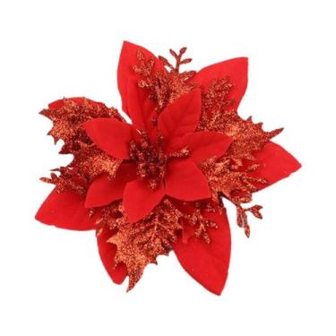 Imagem de Flores Artificiais Com Glitter Para Decoração De Árvore De Natal, Aces