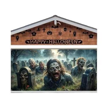 Imagem de Suprimentos Para Festa De Halloween, Banner De Porta De Garagem Com Te