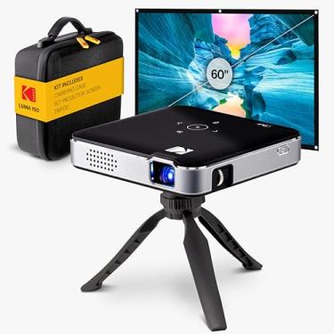 Imagem de KODAK Kit completo Luma 150 – Mini projetor DLP de bolso sem fio com capa, tripé, tela de 60 polegadas, bateria recarregável, alto-falante embutido, HDMI, USB, MicroSD – Portátil e Mirorring de tela