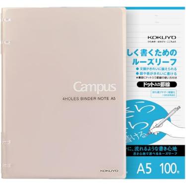 Imagem de KOKUYO Conjunto de fichário espiral 2x2 Campus, fichário recarregável (cinza (sólido), A5, pautado por pontos de 6 mm x 100 folhas)
