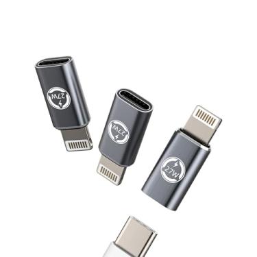 Imagem de Adaptador de carregador USB C fêmea para Lightning macho de 27 W (pacote com 3) para iPhone 14 13 Pro Max para Apple para iPad tipo C Jack carregamento rápido tipo C cabo de dados conector conversor