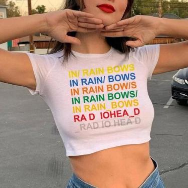 Imagem de Camiseta Crop Top Radiohead - Unissex, Estilo Y2K, Verão, Hip Hop, Roc