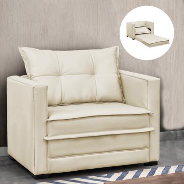 Imagem de Poltrona Cama Retrátil Solteiro Milenni Veludo Bege B03 - D'Rossi