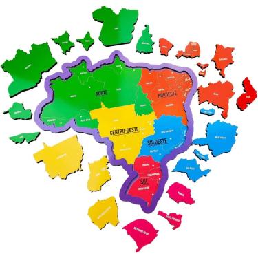 Imagem de Quebra Cabeça Educativo Mapa Do Brasil Em Madeira - Babebi 7002