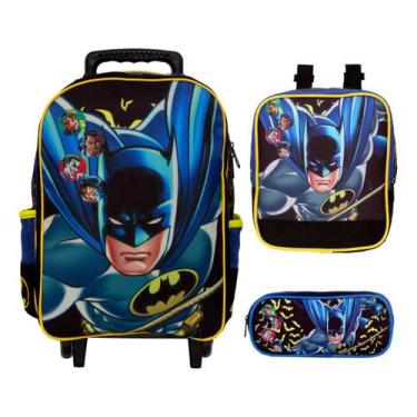 Imagem de Kit Bolsa Escolar Infantil Carrinho Batman Morcego Passeio - TOYS 2U