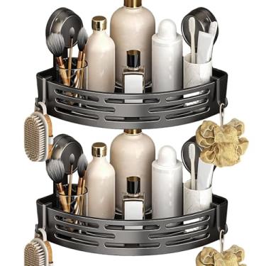 Imagem de Prateleira de chuveiro de canto | sem suporte de perfuração - Organizador removível de banheiro | para banheiro, parede, shampoo, higiene, armazenamento, cozinha, despensa doméstica