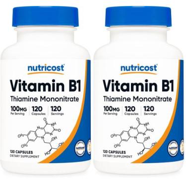Imagem de Nutricost Vitamina B1 100 mg 120 Cápsulas Libre de Gluten Paquete de 2