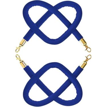 Imagem de Pacote com 2 cordas de veludo azul - 2 pés/60 cm de comprimento para controle de multidão, eventos VIP, celebrações de hotéis, aberturas de filmes, acessórios de festa