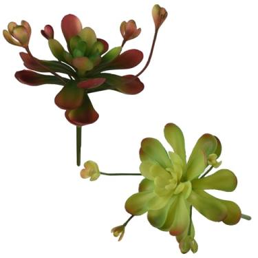 Imagem de Redvigh Plantas suculentas artificiais, 2 peças, suculentas realistas, suculentas falsas para artesanato, decoração floral para festa de estufa, jardim e ar livre (vermelho, verde)