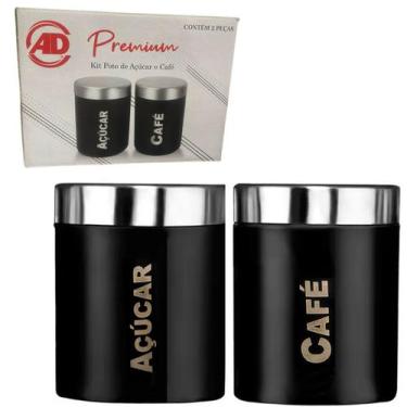 Imagem de 2 Potes Herméticos C Tampa Inox Café e Açúcar - Tesla Store