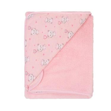 Imagem de Manta Microfibra para Bebê Dupla Face 85 cm x 1,00 m Bublim, Panda Ros