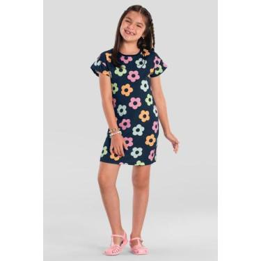 Imagem de Vestido infantil menina florido colorido Brandili -Azul, 10, Azul