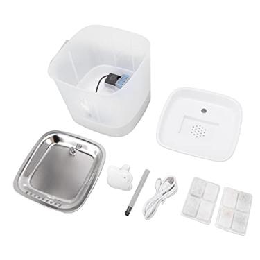 Imagem de Fonte de água para animais de estimação Dispensador automático de água para gatos Bebedouro para cães 2 modos Filtração dupla Seguro Não tóxico Capacidade 2,5L Plástico Aço