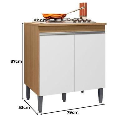 Imagem de Balcão Para Cooktop Ambiente Andréia Amêndoa Branco - Ajl