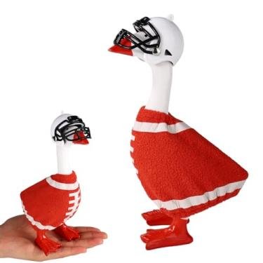 Imagem de Fantasia de Ganso de Mesa 17,78cm para Futebol Americano, Inclui Roupa Rugby e Capacete Miniatura Ganso para Mesa Escritório Ou Casa Estátuas Magnéticas Gansos Chaveiro